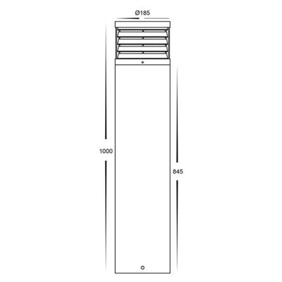 Louvred LED Bollard Light CCT Large 24w 1000mm in Black Havit Commercial - HCP-262440