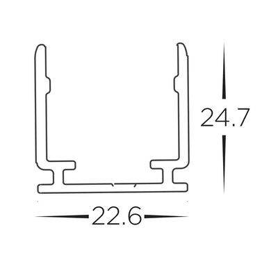 23mm x 25mm Aluminium Channel to suit 20mmx20mm Haviflex LED Strip Havit Commercial - HCP-3662020-AC