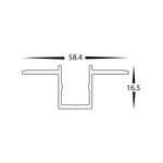 58mm x 16mm Recessed Aluminium Channel to suit 15x15mm HAVIFLEX Flexible Neon LED Strip Havit Commercial HCP-3764-RAC