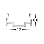 17mm x 9mm Clear PC Channel to Suit 240v IP65 LED Strip Havit Commercial - HCP-3865-Channel