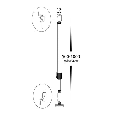 Acc. - Aluminium Rod to suit Linear Modules 500-1000mm or 1000-2000mm in Black Havit Commercial - HCP-602100-ROD