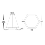 Hexagon LED Pendant Light CCT 13w 600mm Black Havit Commercial - HCP-672130