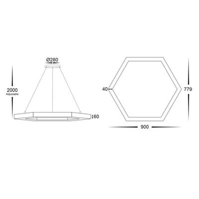 Hexagon LED Pendant Light CCT 17w 900mm Black Havit Commercial - HCP-672170