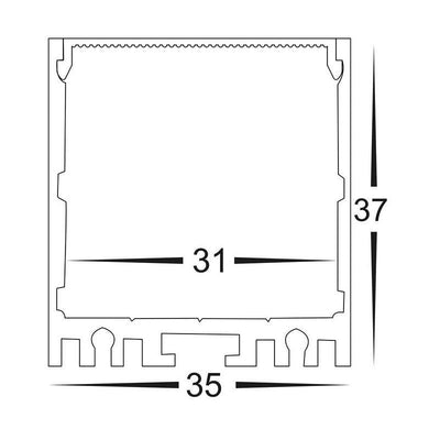 Square Suspended Aluminium Profile Small/Medium/Large IP20 in Silver/Black/White Havit Commercial