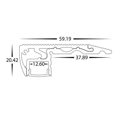 60mm x 20mm Step Tread Aluminium Profile in Silver Havit Commercial - HCP-4916020