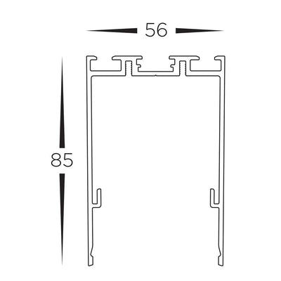 85mm x 56mm Aluminium Profile to suit Linear Modules in Black Havit Commercial - HCP-602100-PM