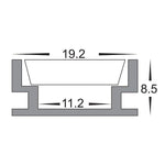 Shallow Square Foot Trafficable Aluminium Profile 19x8mm in Silver Havit Commercial - HCP-4111908