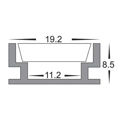 Shallow Square Foot Trafficable Aluminium Profile 19x8mm in Silver Havit Commercial - HCP-4111908