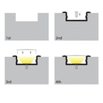 30mm x 10mm Shallow Recessed Square Aluminium Profile in Silver Havit Commercial - HCP-4312810
