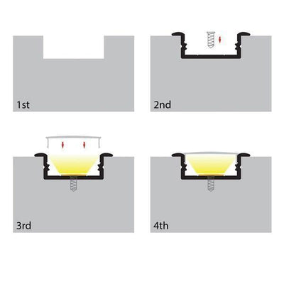 30mm x 10mm Shallow Recessed Square Aluminium Profile in Silver Havit Commercial - HCP-4312810