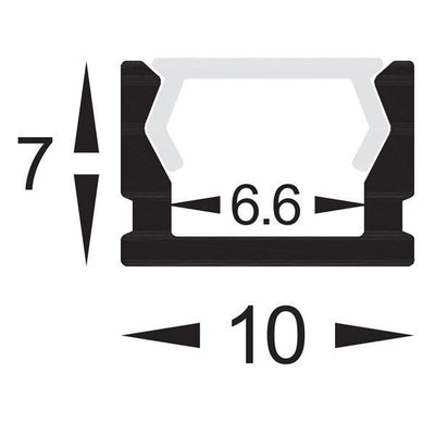 Shallow Square Aluminium Profile 10x7mm in Silver Havit Commercial - HCP-4111007