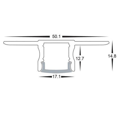 Square Gyprock Aluminium Profile 50x15mm in Silver Havit Commercial - HCP-4915015 