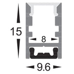 Shallow Square Aluminium Profile 9x15mm in Silver Havit Commercial - HCP-4110915