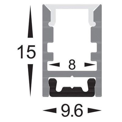 Shallow Square Aluminium Profile 9x15mm in Silver Havit Commercial - HCP-4110915