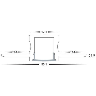 Square Gyprock Aluminium Profile 50x15mm in Silver Havit Commercial - HCP-4915115
