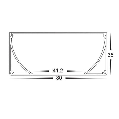 Deep Aluminium Profile 80x35mm in Silver Havit Commercial - HCP-4118035