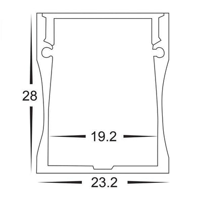 Deep Aluminium Profile 23x28mm in Silver Havit Commercial - HCP-4112320