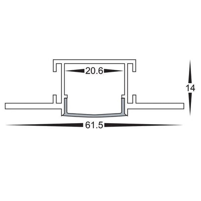 Square Gyprock Aluminium Profile 62x14mm in Silver Havit Commercial - HCP-4916214
