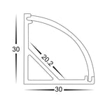 Corner Aluminium Profile Large 30x30mm in Silver Havit Commercial - HCP-4213030