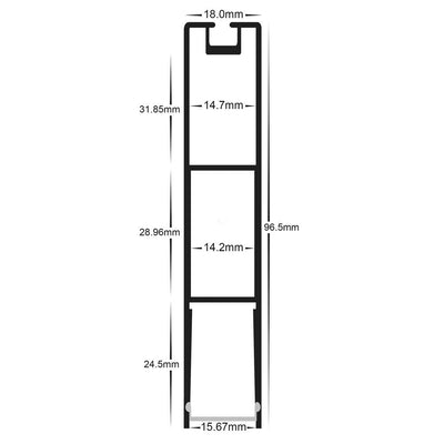 18mm x 96mm Suspended Aluminium Profile Black, White Commercial - HCP-44X1896