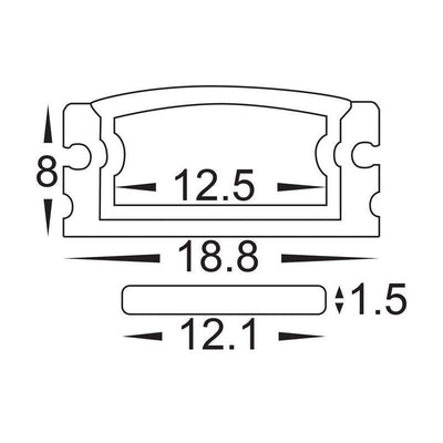 Square Aluminium Profile IP65 Shallow or Deep in Silver Havit Commercial - HCP-4811808, HCP-4811812