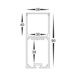 38mm x 90mm Square Slimline Suspended Aluminium Profile IP20 in Silver/Black/White Havit Commercial