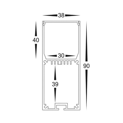 38mm x 90mm Square Slimline Suspended Aluminium Profile IP20 in Silver/Black/White Havit Commercial