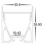 31mm x 36mm Square Suspended Aluminium Profile Silver, Black, White Havit Commercial - HCP-44X3136