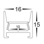 16mm x 15mm Shallow Square Aluminium Profile Silver, Black, White Havit Commercial - HCP-41X1615