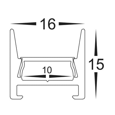 16mm x 15mm Shallow Square Aluminium Profile Silver, Black, White Havit Commercial - HCP-41X1615