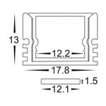 Square Aluminium Profile IP65 Shallow or Deep in Silver Havit Commercial - HCP-4811808, HCP-4811812