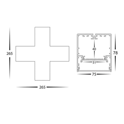 White 20w X-Shape TRI Colour Proline Connector Havit Commercial - HCP-60300X-X