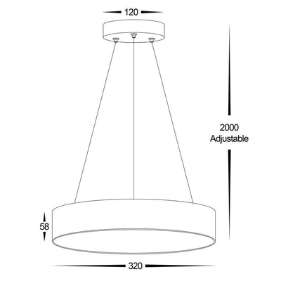 Round Pendant Light 30w Dimmable in Black or White Havit Commercial - HCP-89X3004-PDT