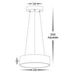 Round Pendant Light 20w Dimmable in Black or White Havit Commercial - HCP-89X2004-PDT