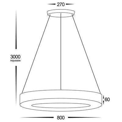 Circa LED Pendant Light 65w 800mm in Black/White Havit Commercial - HCP-68X13X, HCP-68X13X