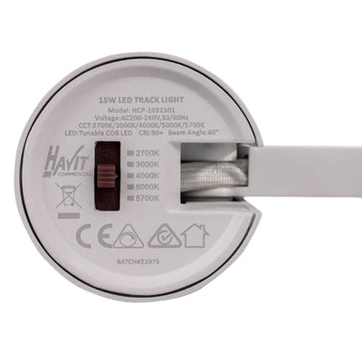 Three Circuit Track Head 15w 5 Colour Dimmable Black/White Havit Commercial - HCP-10X2202