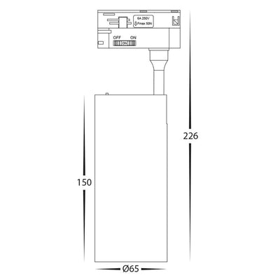 Single Circuit LED Track Light 20w Dimmable in Black or White Havit Commercial - HCP-1022001, HCP-1032001