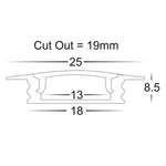 Large Square Winged Aluminium Profile with Standard Diffuser - 3m Length Supplied with 2x spring clips + 2x end caps per metre