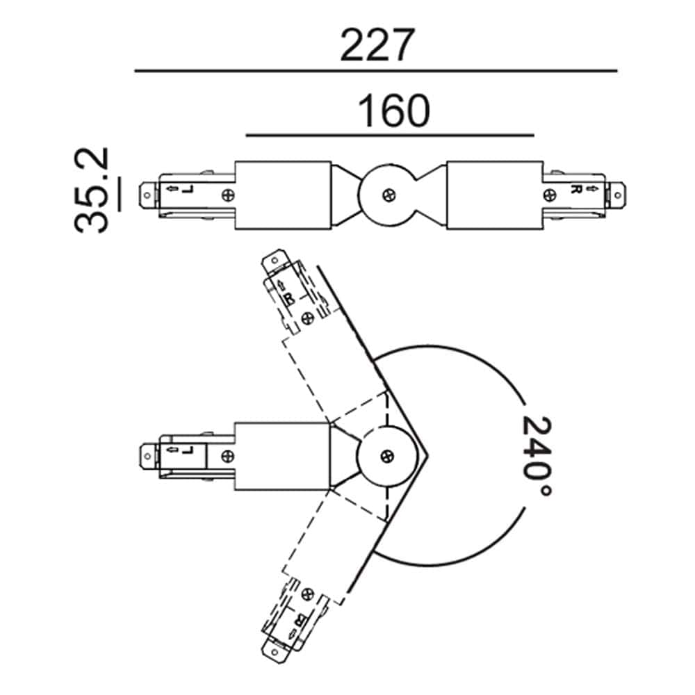 CLA Lighting Accessories 4 Wire 3 Circuit Elbow Connector in Black Lights-For-You TRK3BLCON6 9326191033810