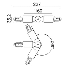 CLA Lighting Accessories 4 Wire 3 Circuit Elbow Connector in Black Lights-For-You TRK3BLCON6 9326191033810