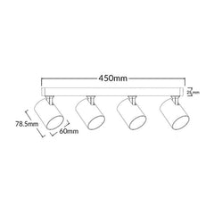 CLA Lighting Bar Lights Spot 240V GU10 Quad Adjustable Ceiling Bar Spotlight Lights-For-You