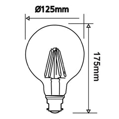 CLA Lighting Globes 8w LED E27, B22 G125 Globe Warm White 2700k, Daylight 6000k Lights-For-You