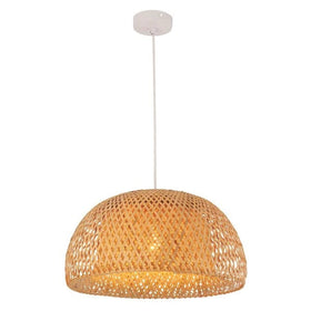 CLA Lighting Indoor Pendants Canasta Dome Pendant Light Small in Natural Bamboo Finish Lights-For-You CANASTA1 9326191035821