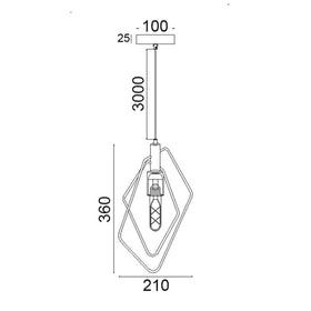 CLA Lighting Indoor Pendants Contour Pendant Light Diamond in Black w/ Antique Brass Lights-For-You CONTOUR3 9326191033001