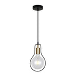 CLA Lighting Indoor Pendants Contour Pendant Light Pear in Black w/ Antique Brass Highlight Lights-For-You CONTOUR1 9326191032981