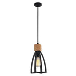 CLA Lighting Indoor Pendants Faro Iron & Wood Convex Cone Pendant Light Lights-For-You FARO1 9326191023187