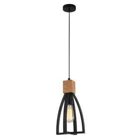 CLA Lighting Indoor Pendants Faro Iron & Wood Convex Cone Pendant Light Lights-For-You FARO1 9326191023187