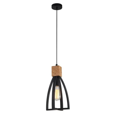 CLA Lighting Indoor Pendants Faro Iron & Wood Convex Cone Pendant Light Lights-For-You FARO1 9326191023187