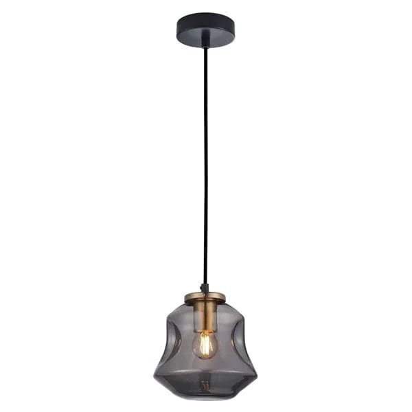 CLA Lighting Indoor Pendants Fossette Indoor Glass Pendant Light Dimpled Smoke Angled Bell Lights-For-You FOSSETTE1 9326191034428