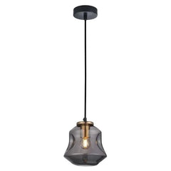 CLA Lighting Indoor Pendants Fossette Indoor Glass Pendant Light Dimpled Smoke Angled Bell Lights-For-You FOSSETTE1 9326191034428